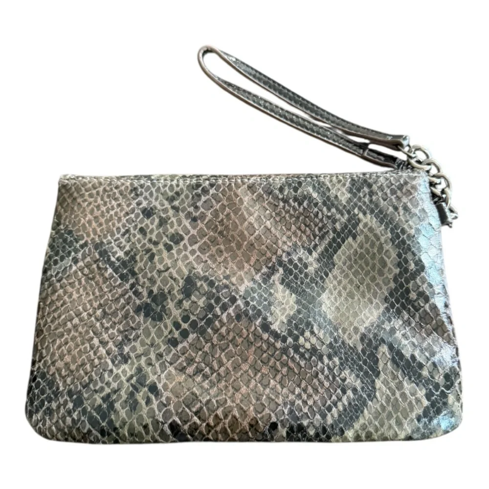Elegant Snakeskin Wristlet Clutch Purse Vegan Leather Black …